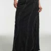 Aquarius Seamed Denim Maxi Skirt