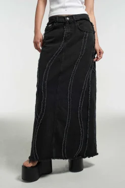 Aquarius Seamed Denim Maxi Skirt