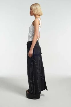 Aquarius Seamed Denim Maxi Skirt