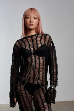 Armour Chain Harness Knit Maxi Dress