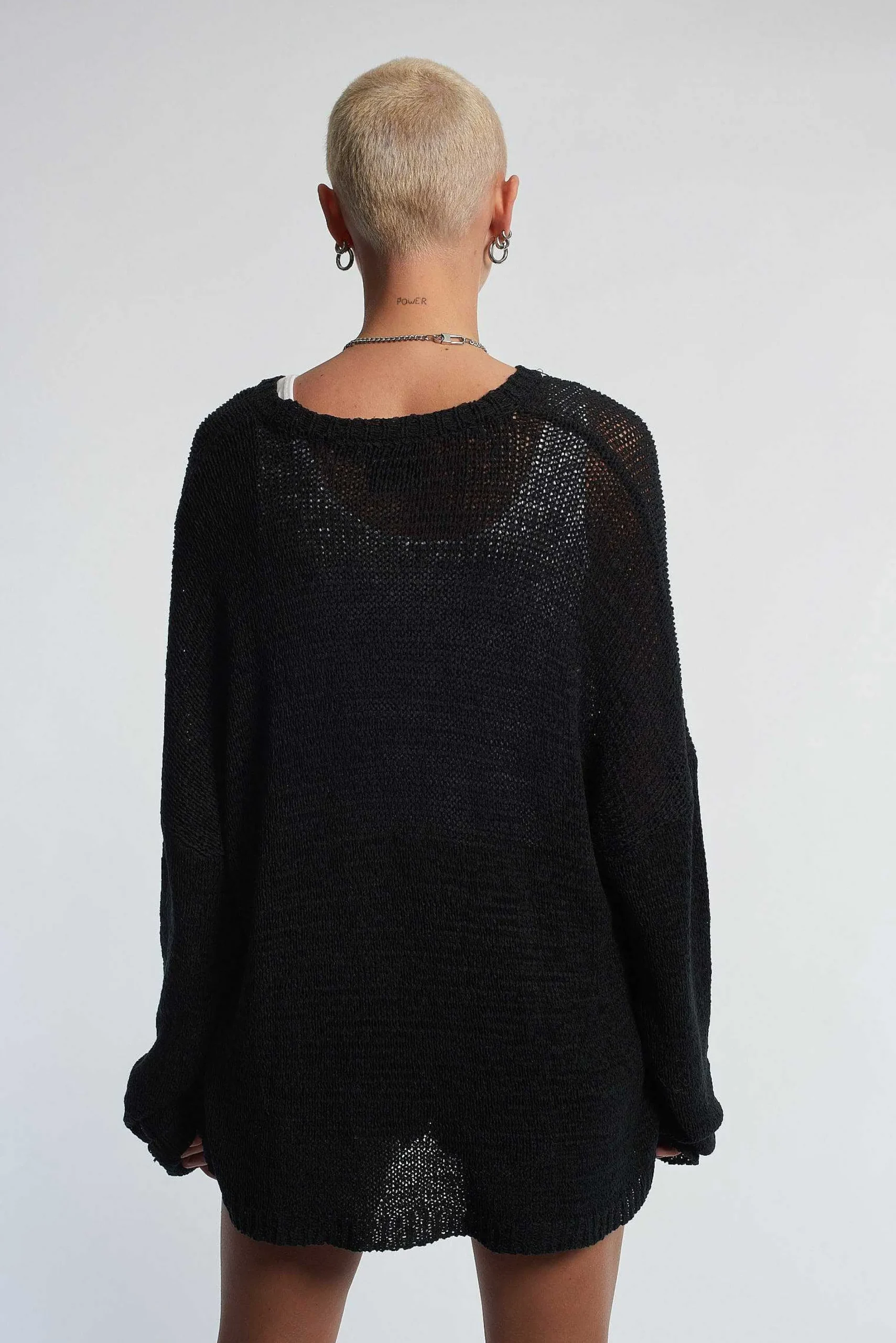Black Cross Ladder Knit Jumper