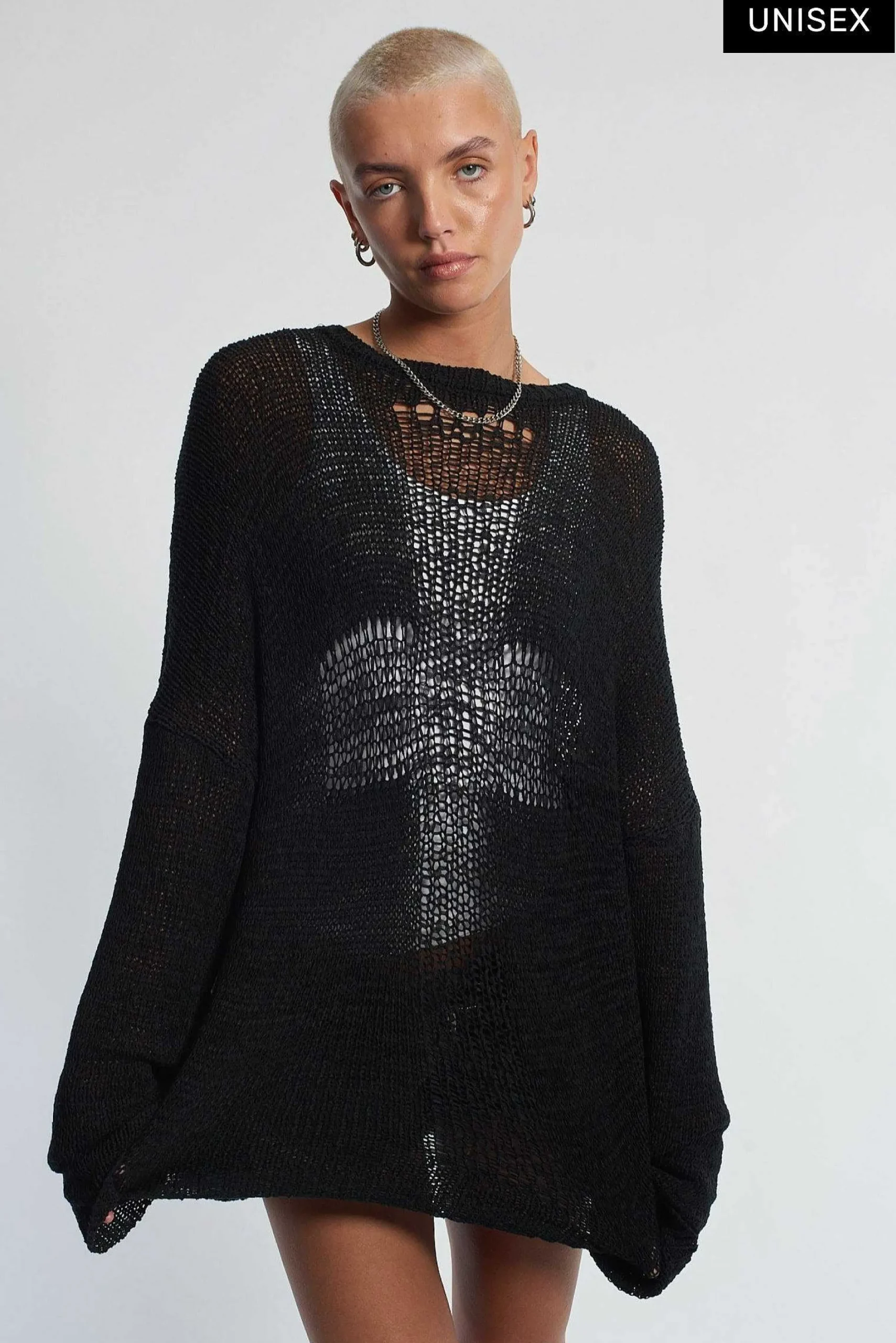Black Cross Ladder Knit Jumper