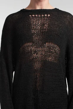 Black Cross Ladder Knit Jumper