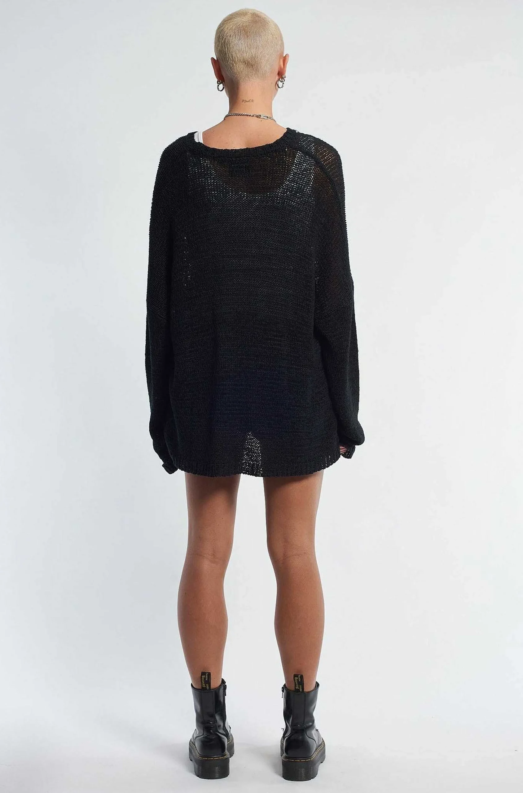 Black Cross Ladder Knit Jumper