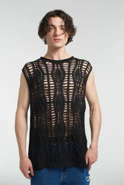 Blackout Open Knit Vest