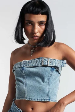 Buckle Denim Corset Top