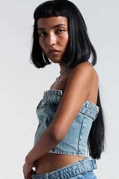 Buckle Denim Corset Top