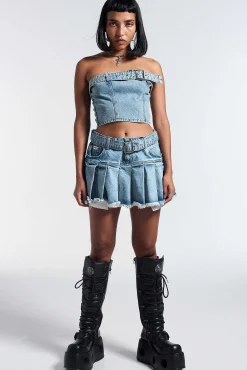 Buckle Denim Corset Top