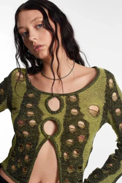 Bug Distressed Long Sleeve Top