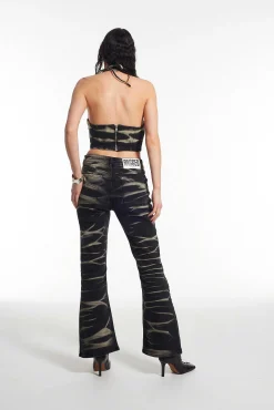 Burnout Denim Halterneck Top
