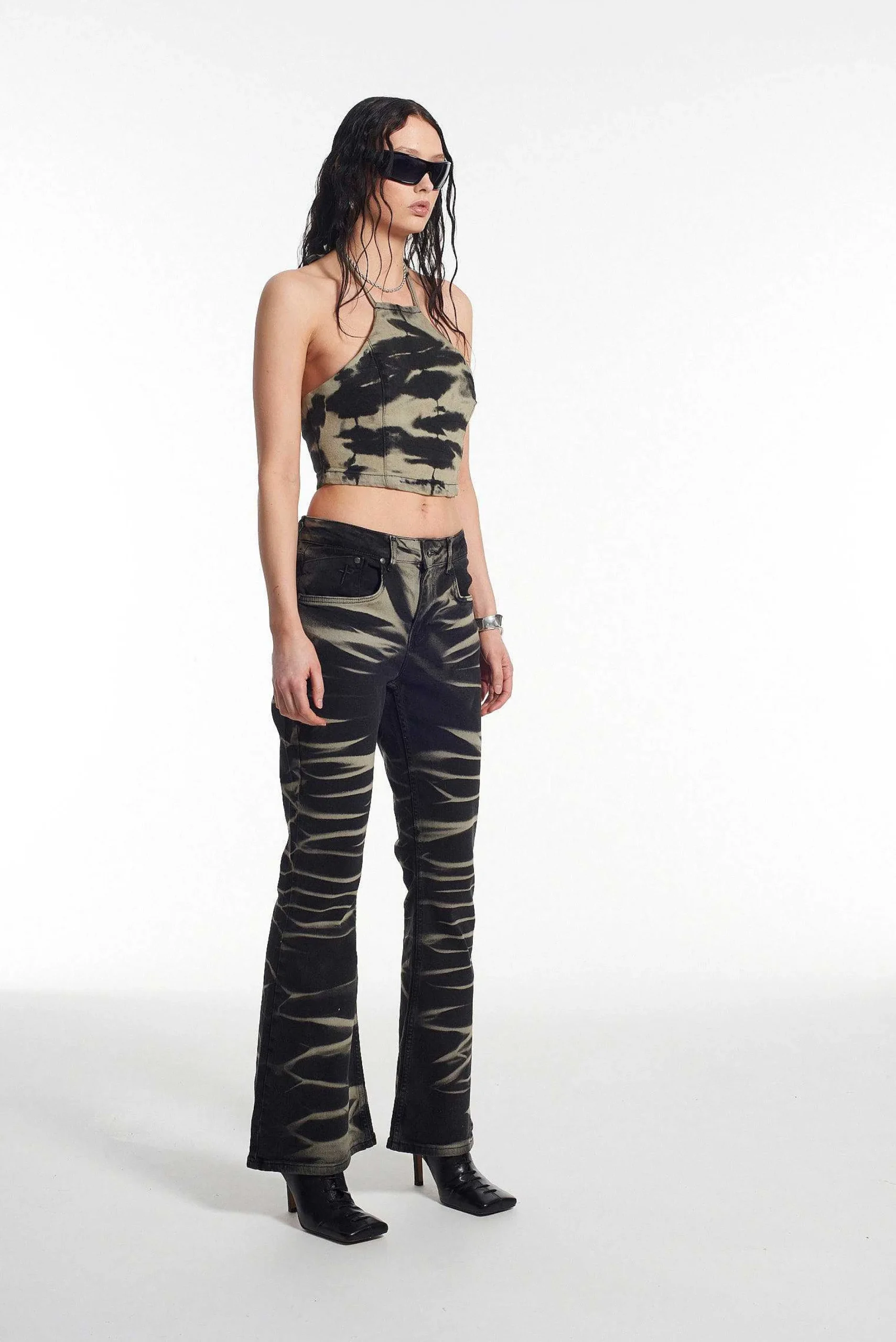 Burnout Denim Halterneck Top