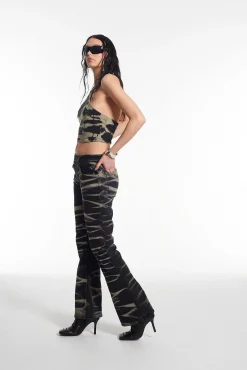 Burnout Denim Halterneck Top