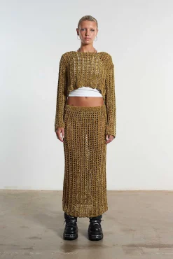 Cage Open Knit Maxi Skirt