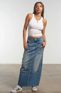Carpenter Maxi Skirt Blue