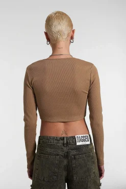 Chain Long Sleeve Top Brown