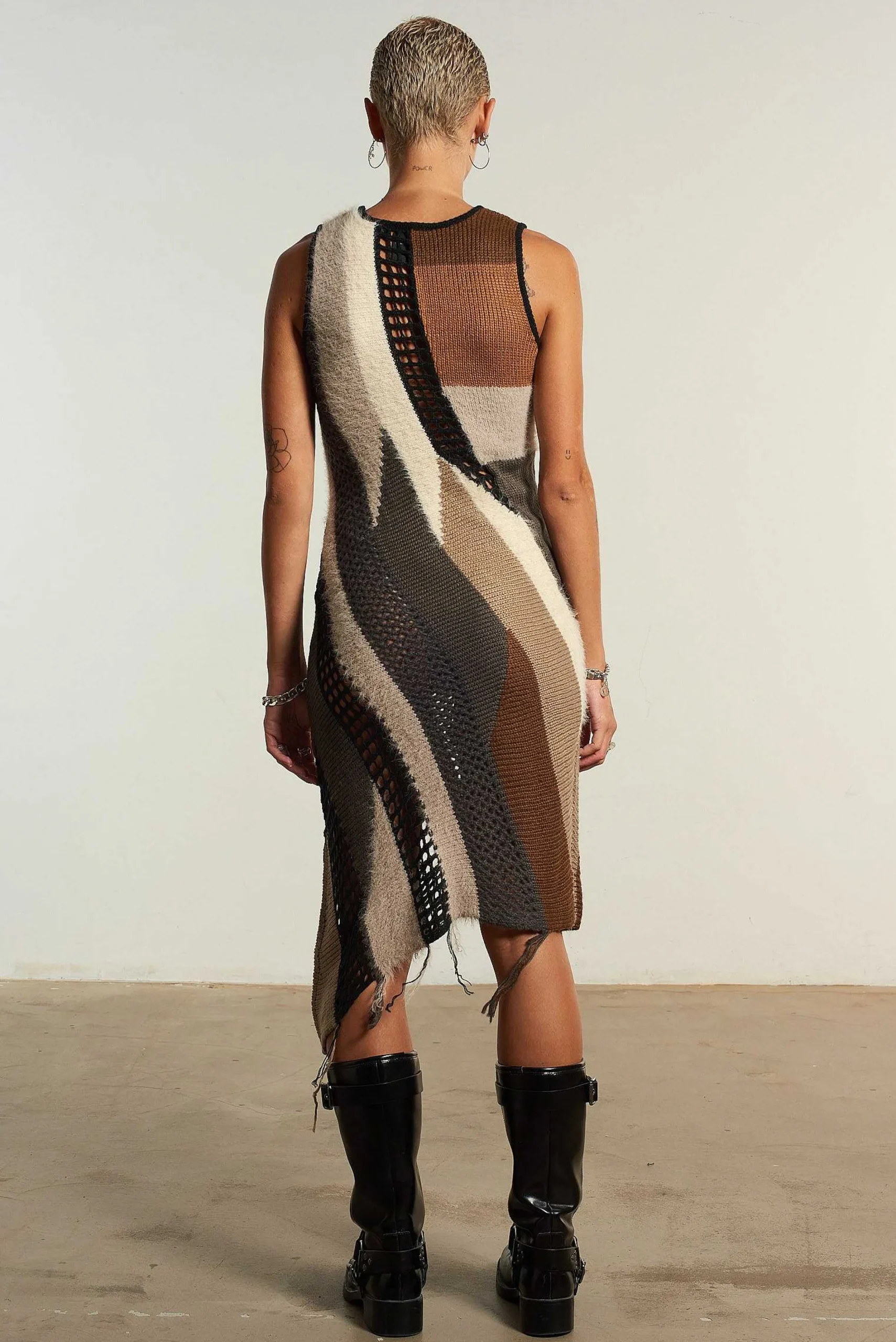 Crafted Patchwork Knit Midi Dress