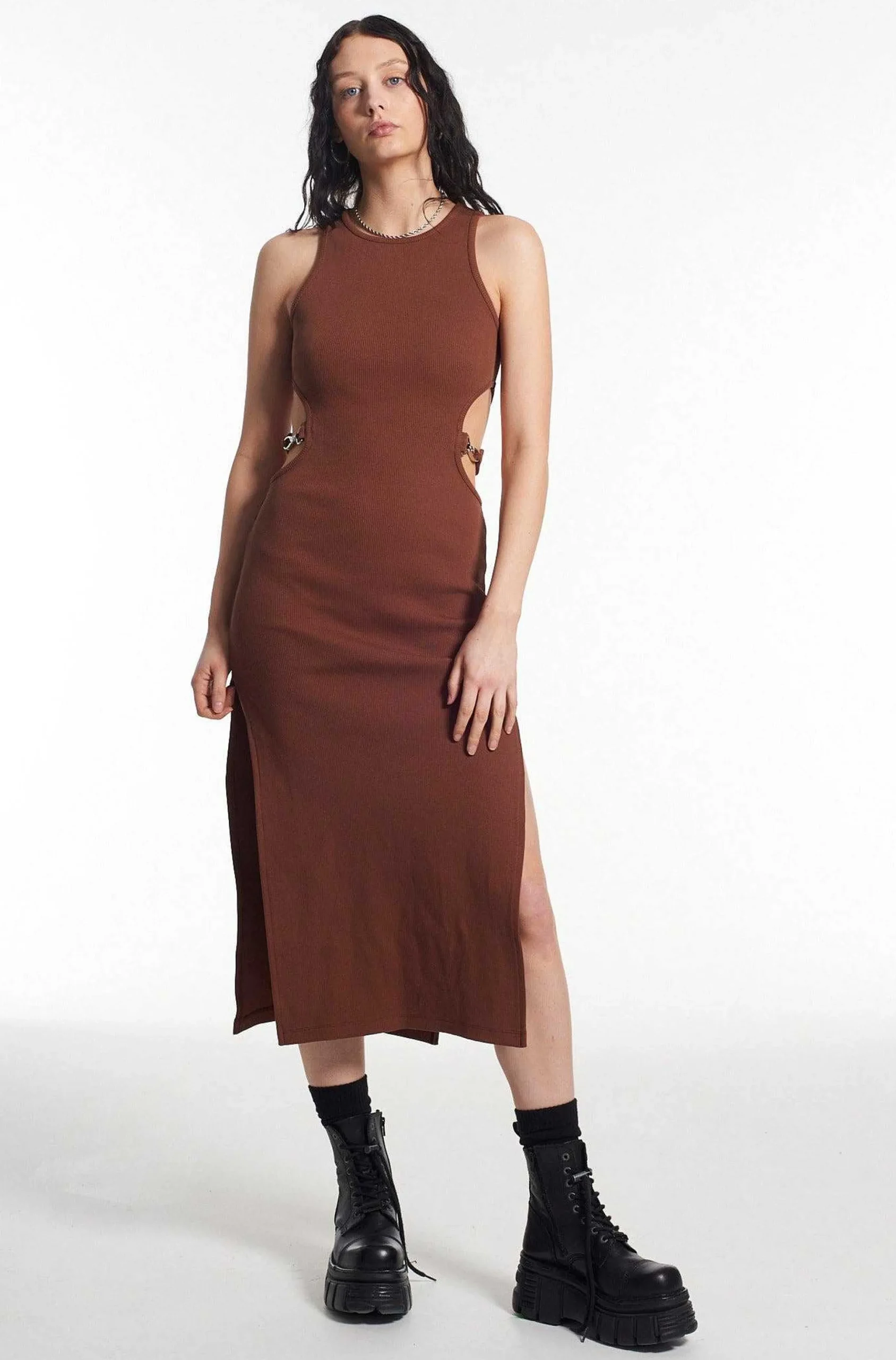 Darkside Vest Dress Brown