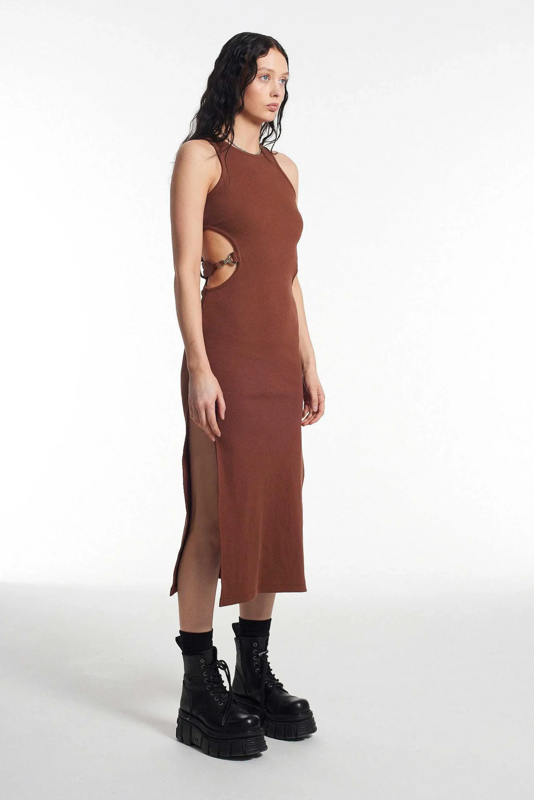Darkside Vest Dress Brown