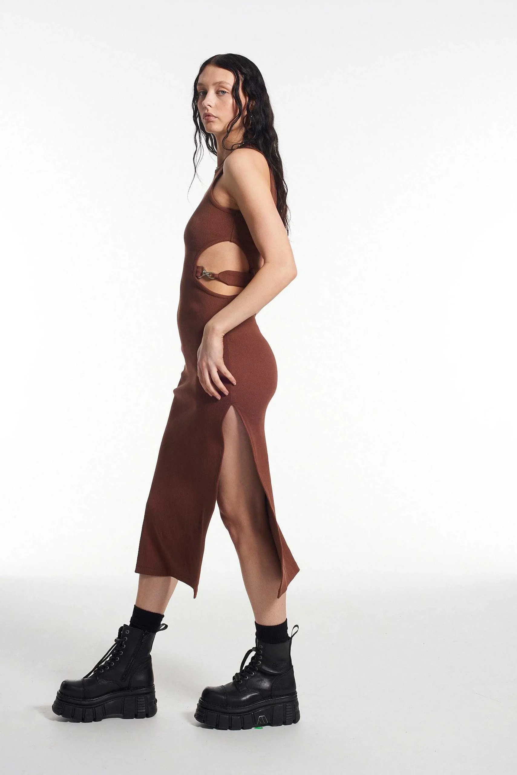 Darkside Vest Dress Brown