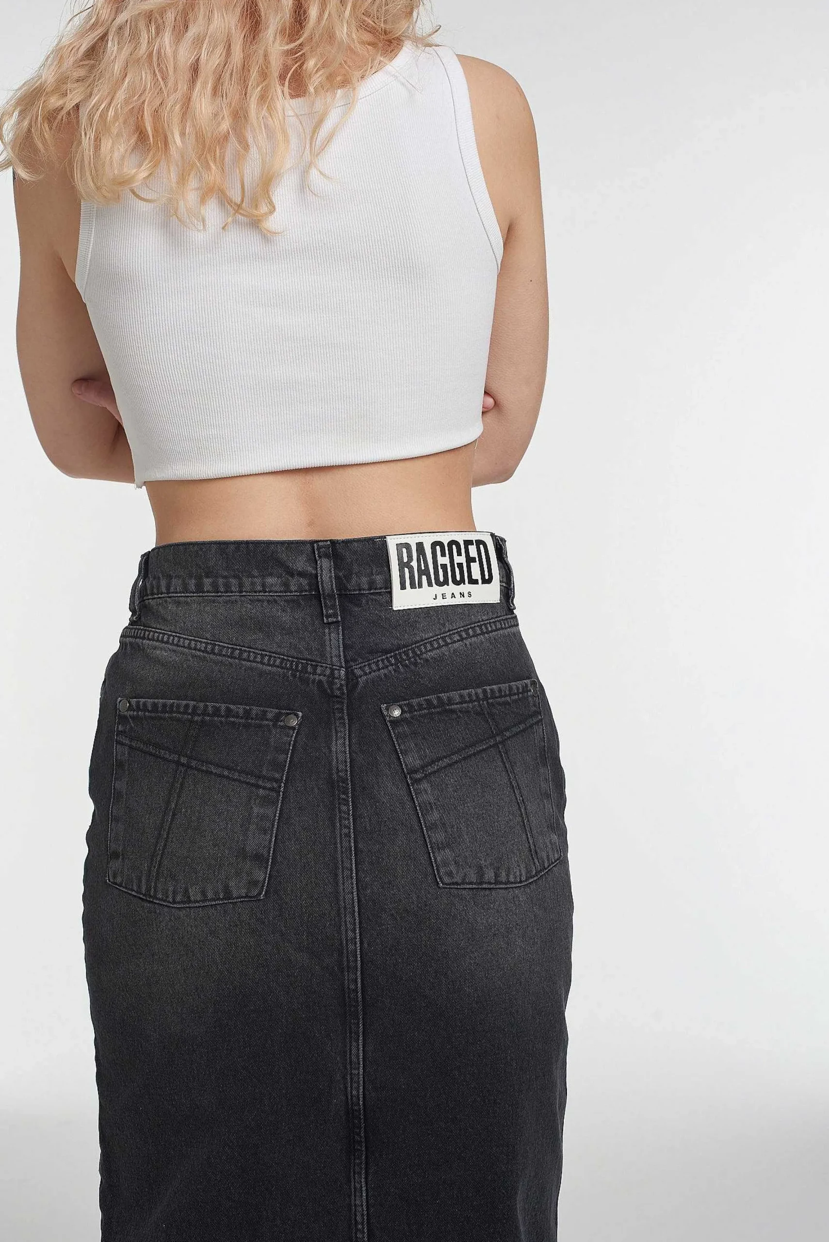 Denim Midi Skirt Black