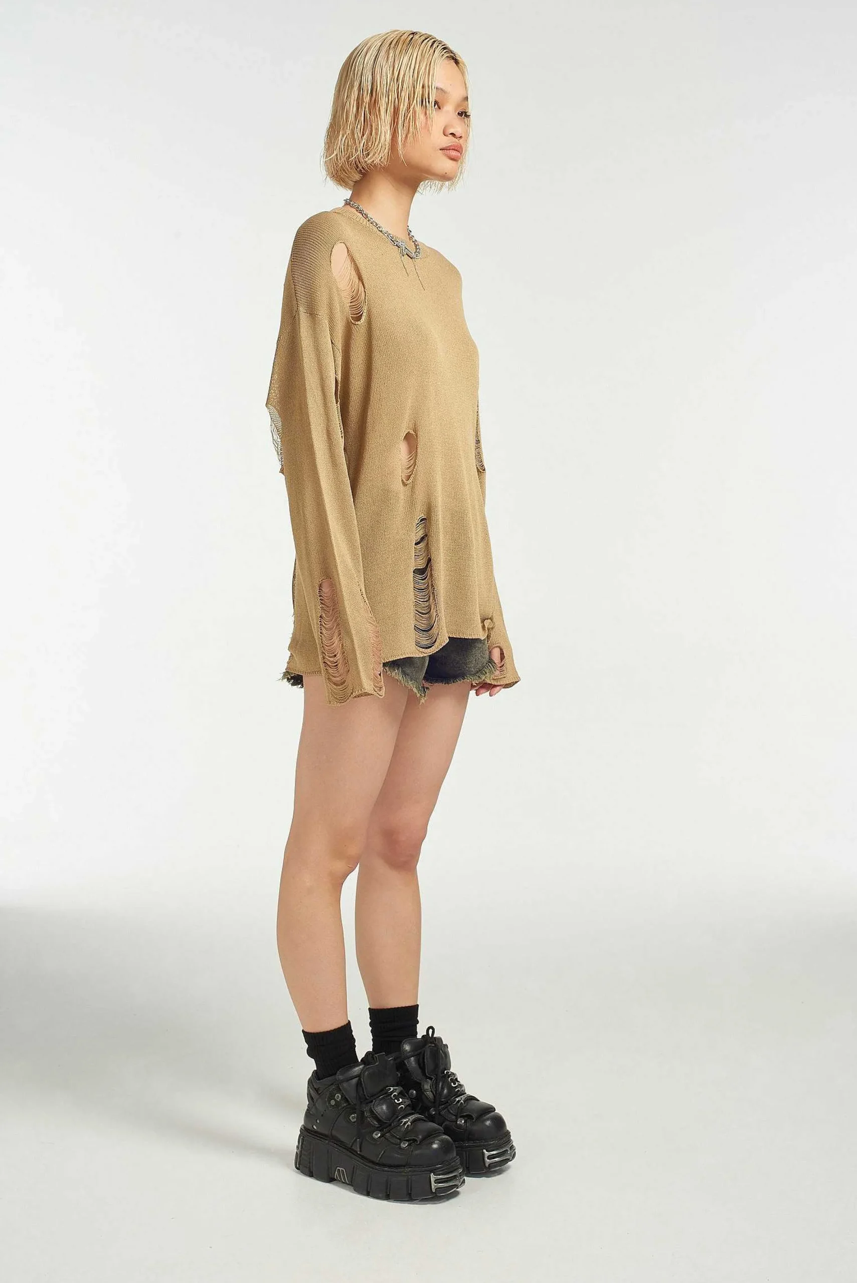 Drifter Distressed Open Knit Jumper