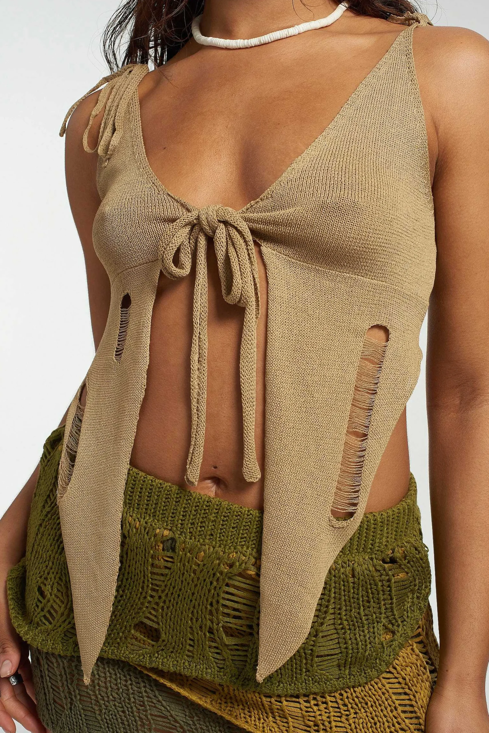 Hex Tie Front Top