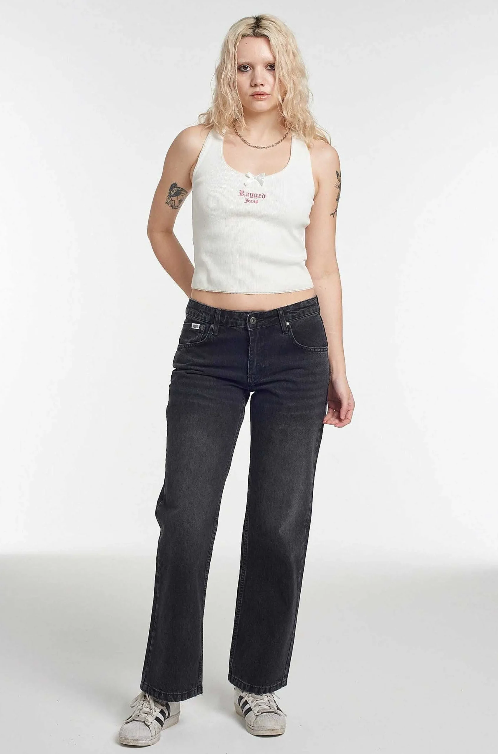 Lacey Ragged White Vest Top