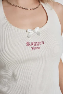 Lacey Ragged White Vest Top