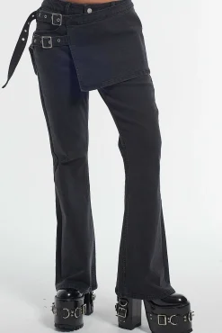 Low Rider Jean Skirt - Charcoal