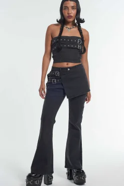 Low Rider Jean Skirt - Charcoal
