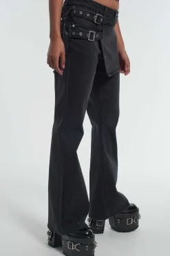 Low Rider Jean Skirt - Charcoal
