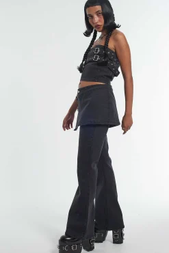 Low Rider Jean Skirt - Charcoal