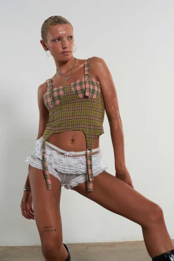 Mix Check Corset Top
