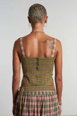 Mix Check Corset Top