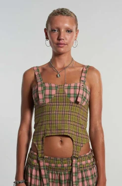 Mix Check Corset Top