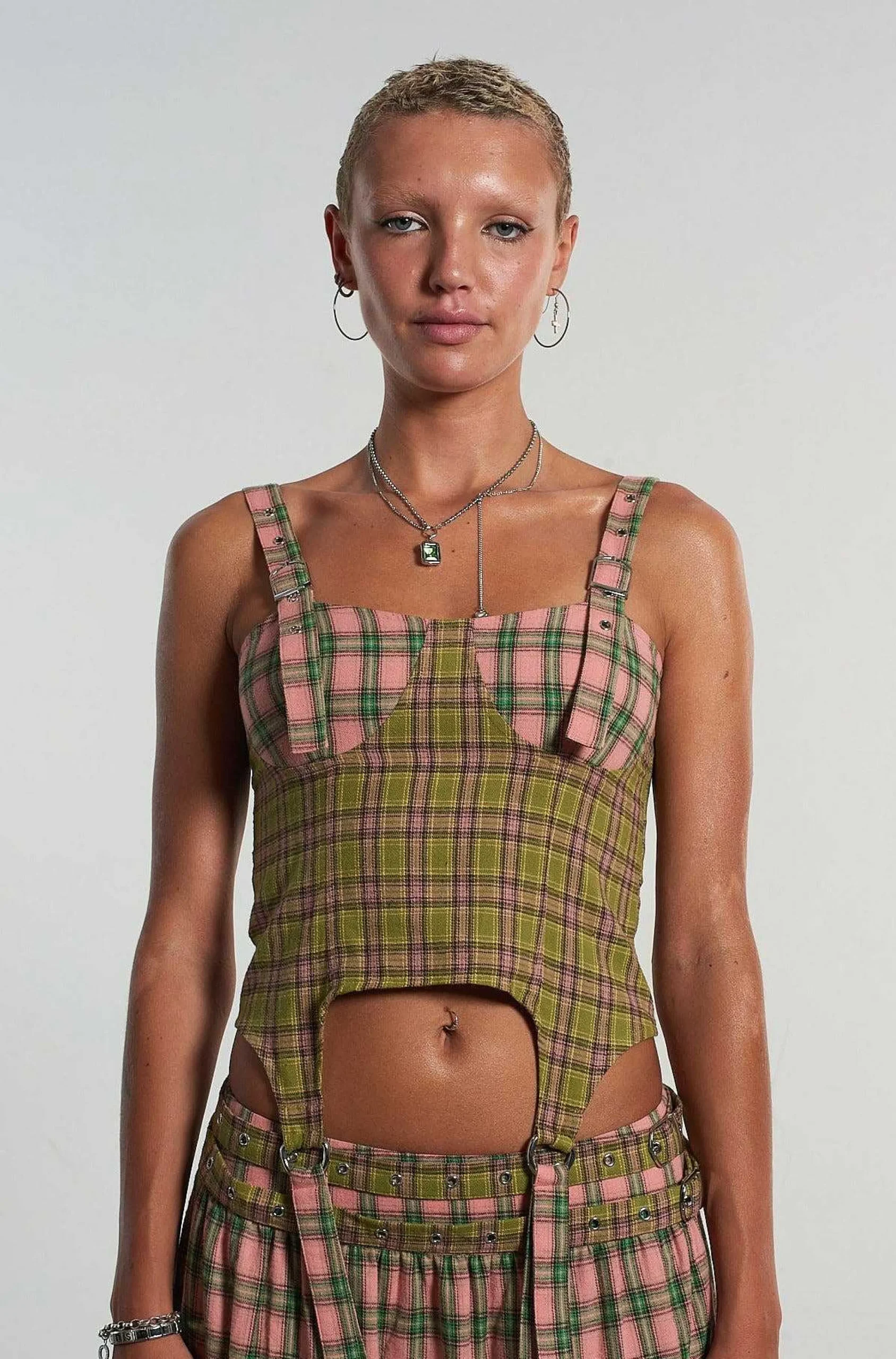Mix Check Corset Top