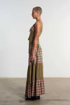 Mix Check Maxi Skirt