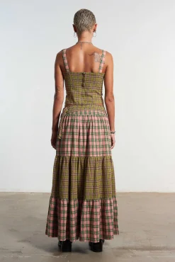 Mix Check Maxi Skirt