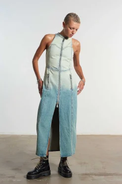 Motor Dirty Wash Denim Maxi Dress