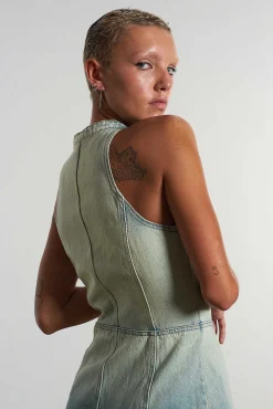 Motor Dirty Wash Denim Maxi Dress