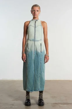 Motor Dirty Wash Denim Maxi Dress