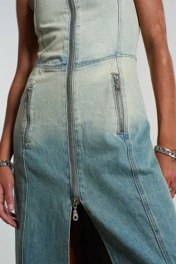 Motor Dirty Wash Denim Maxi Dress