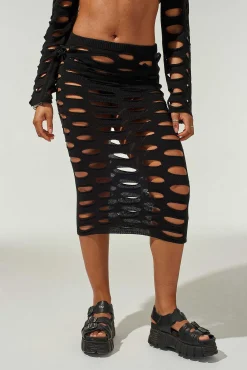 Nightfall Open Knit Midi Skirt
