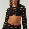 Nightfall Super Cropped Open Knit Top