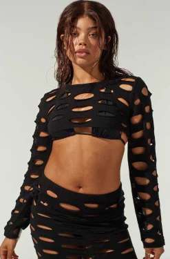 Nightfall Super Cropped Open Knit Top