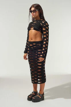 Nightfall Super Cropped Open Knit Top