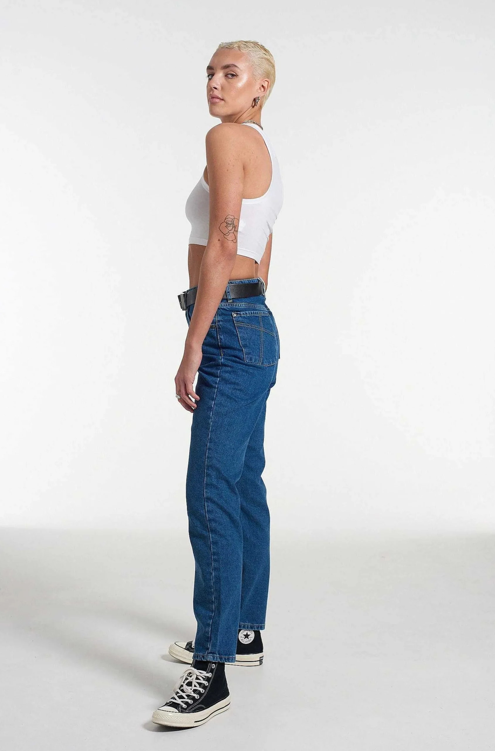 Organic Cougar Mom Jean Mid Blue