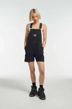 Ragged Black Dungaree Shorts