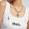 Ragged Distressed White Vest Top