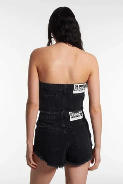 Roxy Denim Corset Top Charcoal